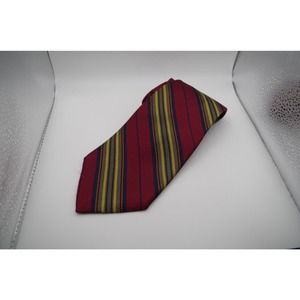 Robert Talbott Hassis Necktie 100% Silk Striped Maroon Navy Yellow Tipped Tie